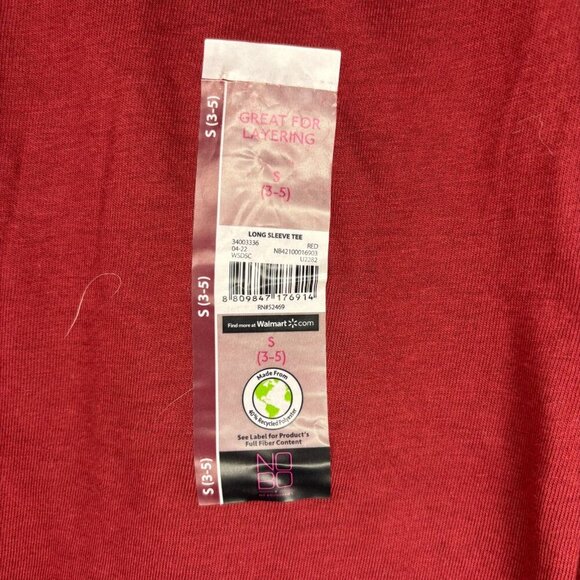 NO BOUNDARIES NEW Long Sleeve Round Neck Tee Juniors S (3-5) Red - Picture 5 of 6